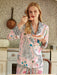 Women's Chic Floral Print 2-Piece Polyester Suit Set with Long-Sleeve Blouse and Pants