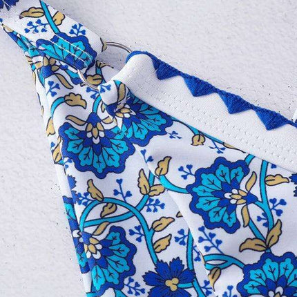 Seaside Chic: Digital Print Split Swimsuit - Women's Beachwear