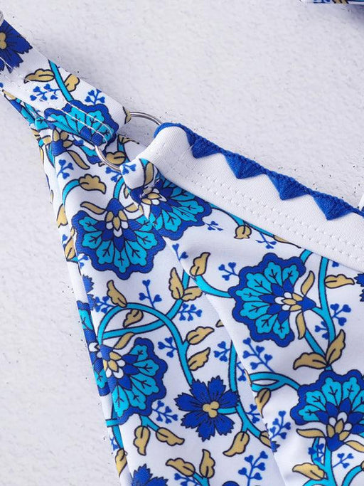 Seaside Chic: Digital Print Split Swimsuit - Women's Beachwear