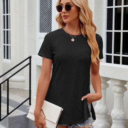 Sleek Slit Sleeve Women's Tee - Effortless Elegance for Any Occasion