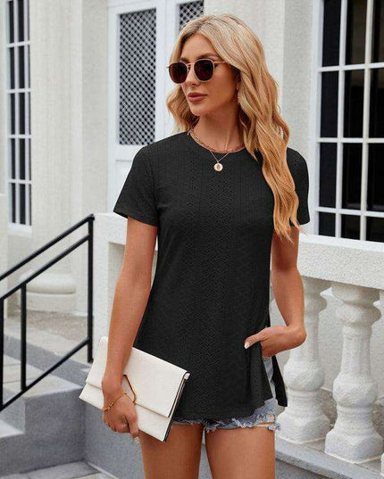 Sleek Slit Sleeve Women's Tee - Effortless Elegance for Any Occasion