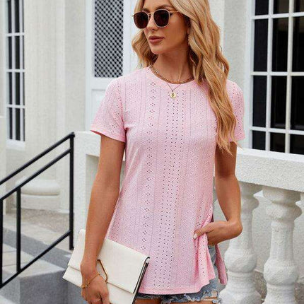 Sleek Slit Sleeve Women's Tee - Effortless Elegance for Any Occasion