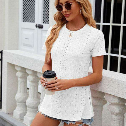 Sleek Slit Sleeve Women's Tee - Effortless Elegance for Any Occasion