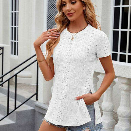 Sleek Slit Sleeve Women's Tee - Effortless Elegance for Any Occasion