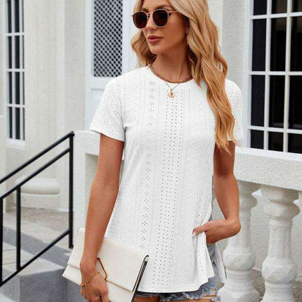 Sleek Slit Sleeve Women's Tee - Effortless Elegance for Any Occasion