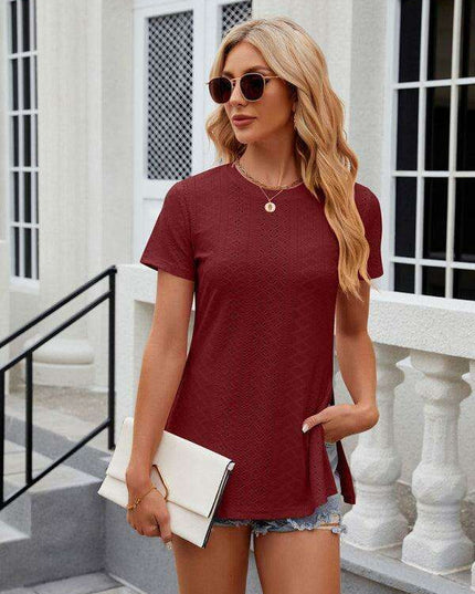 Sleek Slit Sleeve Women's Tee - Effortless Elegance for Any Occasion