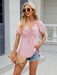 Women's Casual V-neck T-shirt with Drawstring Pleated Detail - Stylish Summer Top