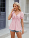 Stylish Solid Color V-neck T-shirt with Drawstring Pleated Detail - Women's Summer Top