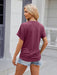 Pleated Short-Sleeve Women's Casual T-Shirt