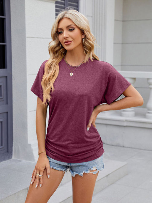 Women's Pleated Loose Fit Short Sleeve T-Shirt