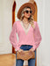 V-Neck Lace Patchwork Oversized Top with Dropped Shoulder Sleeves for Casual Elegance