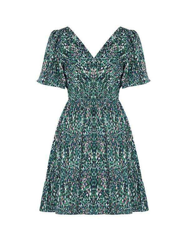 Vibrant Fish Scale Pattern Summer Dress - Essential Chic for Women