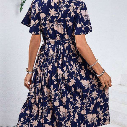Floral Elegance Midi Dress - Chic Spring-Summer Dress for Women