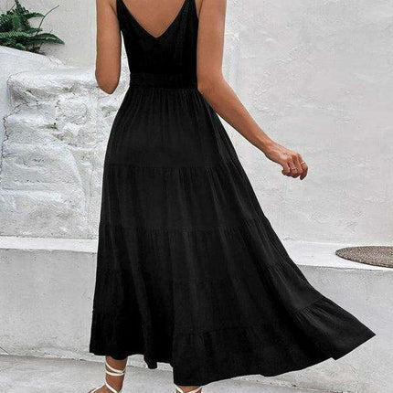 Chic Black Suspender Midi Dress - Your Essential Fashion Piece