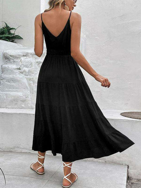 Chic Black Suspender Midi Dress - Your Essential Fashion Piece