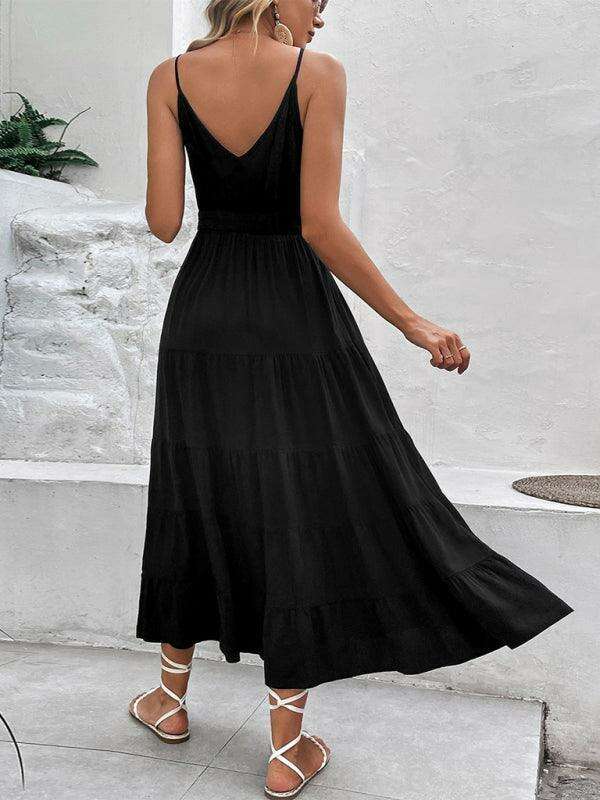 Chic Black Suspender Midi Dress - Your Essential Fashion Piece