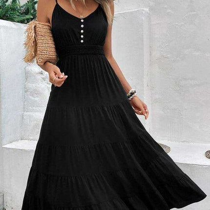Chic Black Suspender Midi Dress - Your Essential Fashion Piece