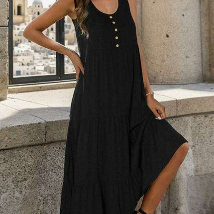 Elegant Black Suspender Midi Dress - A Must-Have Staple for Every Fashionista's Wardrobe
