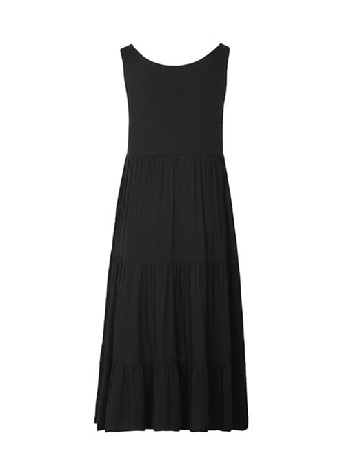 Black Sleek Suspender Mid-Length Dress for Women - Effortless Style for Any Season