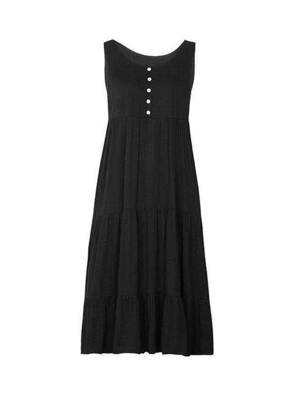 Elegant Black Suspender Midi Dress - A Must-Have Staple for Every Fashionista's Wardrobe