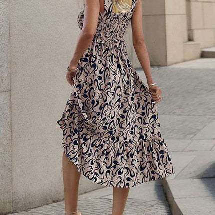 Stylish Geometric Patterned Suspender Dress - Essential Spring-Summer Wardrobe Addition