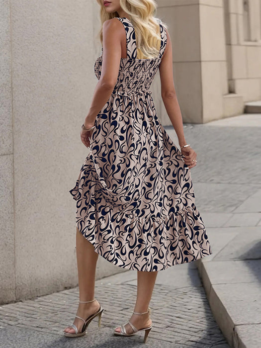 Geometric Print Suspender Dress - Chic Spring-Summer Style Choice
