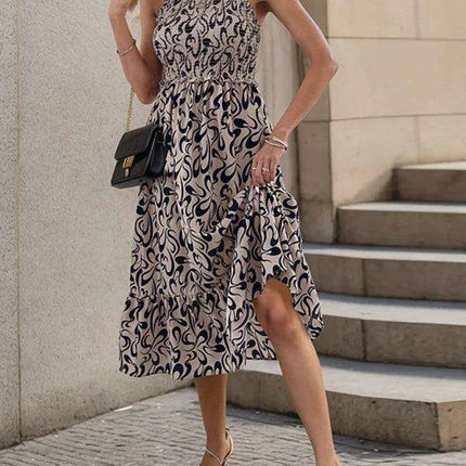 Stylish Geometric Patterned Suspender Dress - Essential Spring-Summer Wardrobe Addition