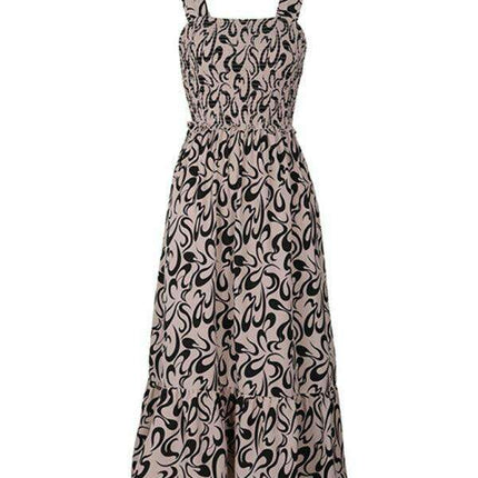 Stylish Geometric Patterned Suspender Dress - Essential Spring-Summer Wardrobe Addition