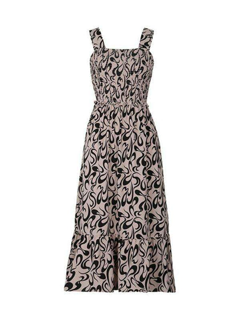 Stylish Geometric Patterned Suspender Dress - Essential Spring-Summer Wardrobe Addition