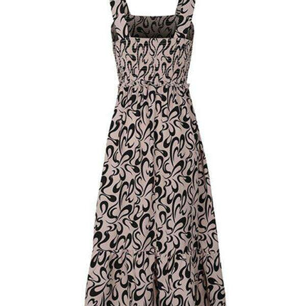 Stylish Geometric Patterned Suspender Dress - Essential Spring-Summer Wardrobe Addition