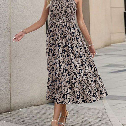 Stylish Geometric Patterned Suspender Dress - Essential Spring-Summer Wardrobe Addition