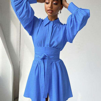 Sophisticated Women's Belted Shirt Dress for Timeless Style