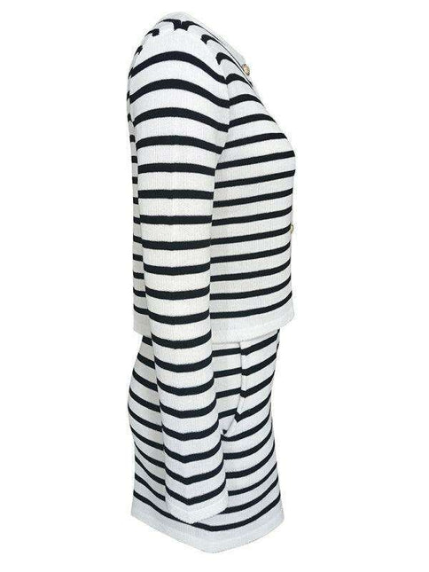 Elegant Striped Knit Cardigan & Shorts Set - Cozy Chic Lounge Outfit