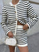 Women's Cozy Striped Knit Cardigan and Shorts Set - Fashionable Leisure Ensemble