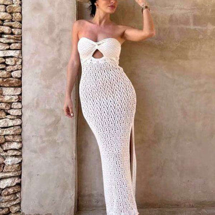 Chic Knit Mesh Strapless Dress: A Must-Have for Trendsetting Women