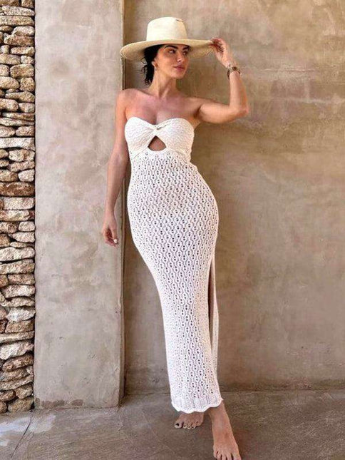 Chic Knit Mesh Strapless Dress: A Must-Have for Trendsetting Women