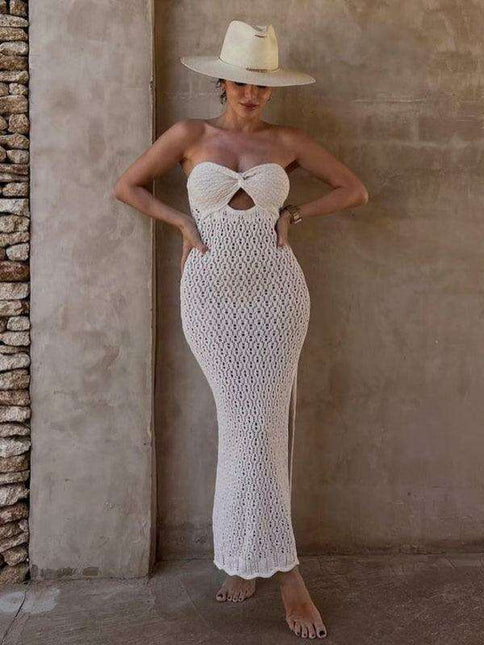 Chic Knit Mesh Strapless Dress: A Must-Have for Trendsetting Women