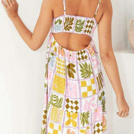 Vibrant Customizable Hollow Back Summer Suspender Dress - Trendy Women's Fashion Essential