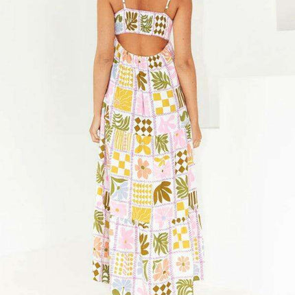 Vibrant Customizable Hollow Back Summer Suspender Dress - Trendy Women's Fashion Essential