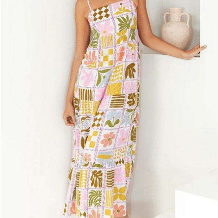 Vibrant Customizable Hollow Back Summer Suspender Dress - Trendy Women's Fashion Essential