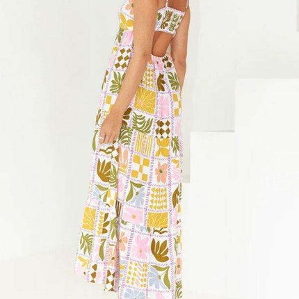 Vibrant Customizable Hollow Back Summer Suspender Dress - Trendy Women's Fashion Essential