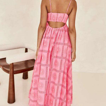 Vibrant Customizable Hollow Back Summer Suspender Dress - Trendy Women's Fashion Essential