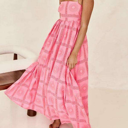 Vibrant Customizable Hollow Back Summer Suspender Dress - Trendy Women's Fashion Essential