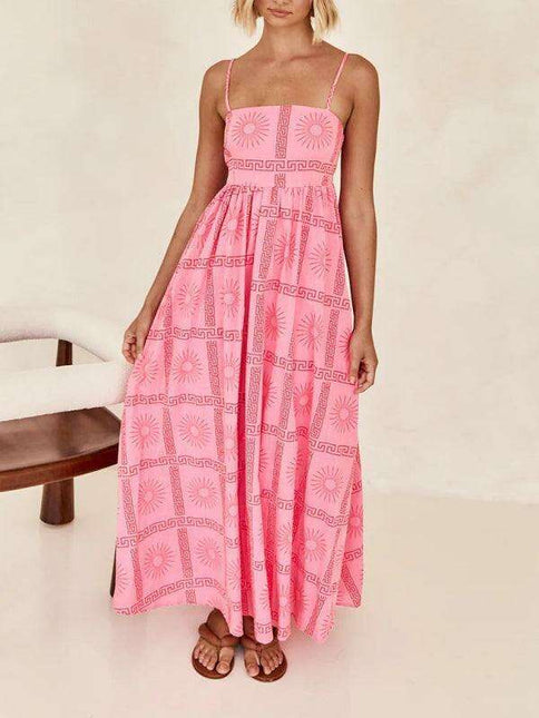 Vibrant Customizable Hollow Back Summer Suspender Dress - Trendy Women's Fashion Essential