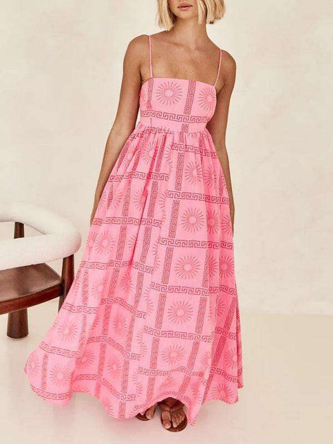 Vibrant Customizable Hollow Back Summer Suspender Dress - Trendy Women's Fashion Essential