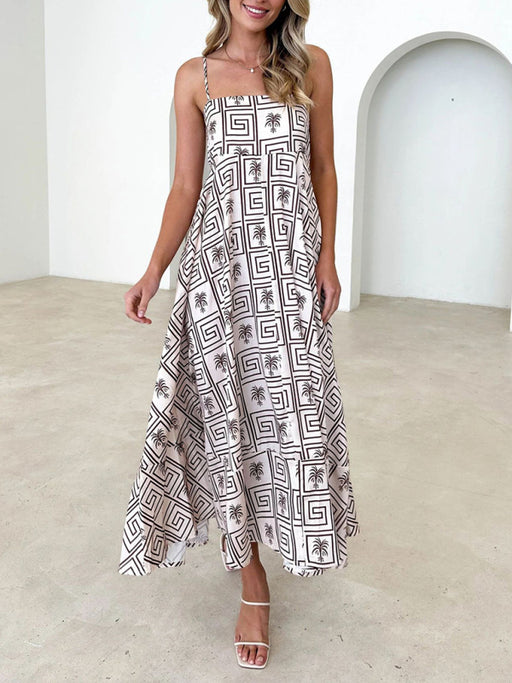 Fresh Floral Print Suspender Dress for Women