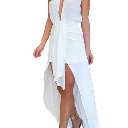 Sophisticated Layers: Women's Sleeveless Deep V-Neck Dress