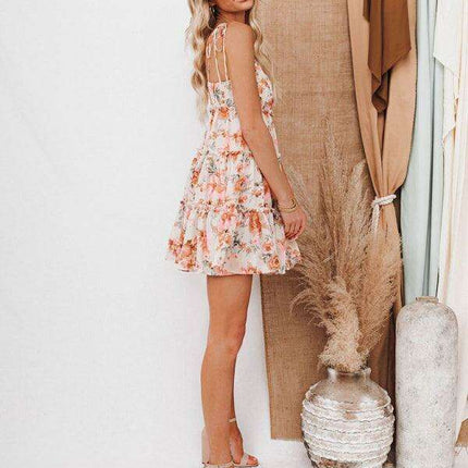 Vibrant Floral Chiffon Overall Dress