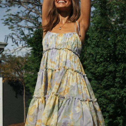 Vibrant Tropical Adventure Suspender Dress