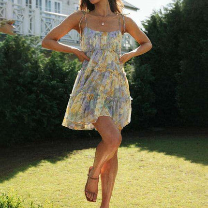 Vibrant Tropical Adventure Suspender Dress